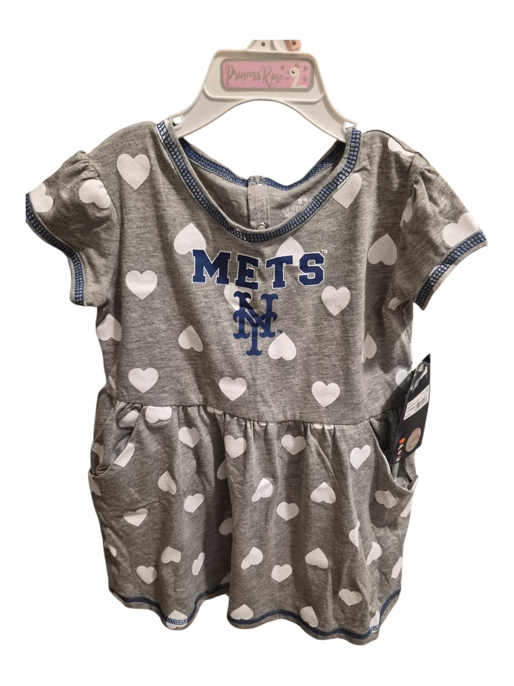 Mets Genuine Merchandise Gray Girls Top with Blue Trim